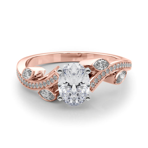 Rose gold Oval Diamond Swirl Band with Prong Setting