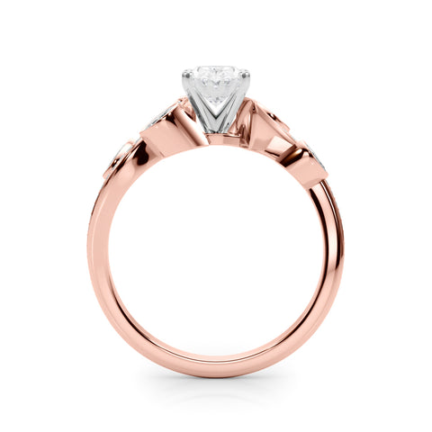 Rose gold Oval Diamond Swirl Band with Prong Setting