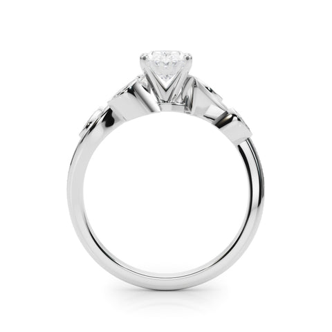 White gold Oval Diamond Swirl Band with Prong Setting