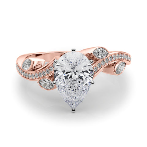 Rose gold Pear Diamond Swirl Band with Prong Setting