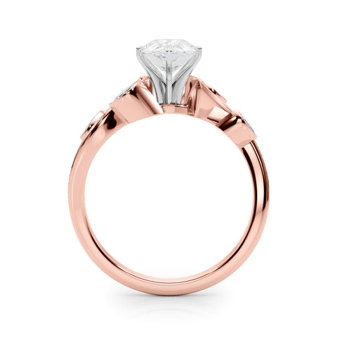 Rose gold Pear Diamond Swirl Band with Prong Setting