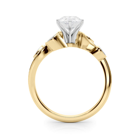 Yellow gold Pear Diamond Swirl Band with Prong Setting