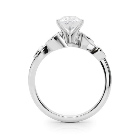 White gold Pear Diamond Swirl Band with Prong Setting