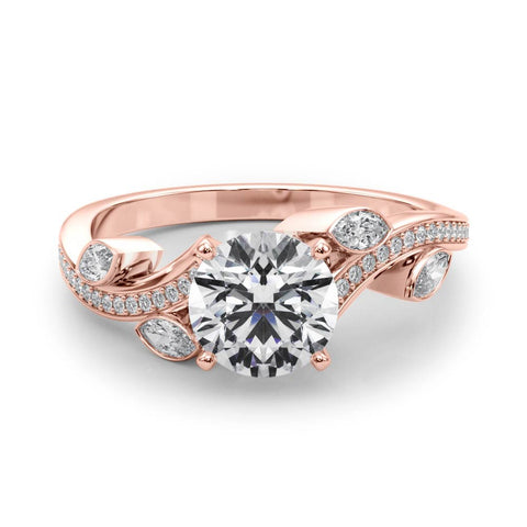 Rose gold Round Diamond Swirl Band with Prong Setting