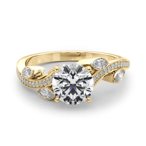 Yellow gold Round Diamond Swirl Band with Prong Setting