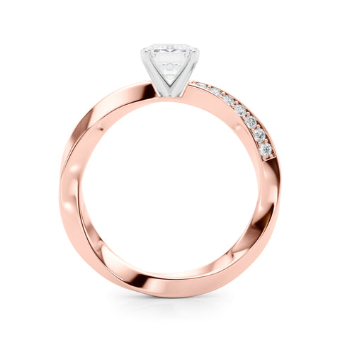 Rose gold Emerald Solitaire Diamond Engagement Ring with Side Stone Accents and Four-Prong Setting