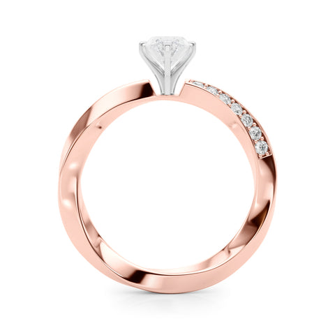 Rose gold Marquise Solitaire Diamond Engagement Ring with Side Stone Accents and Four-Prong Setting