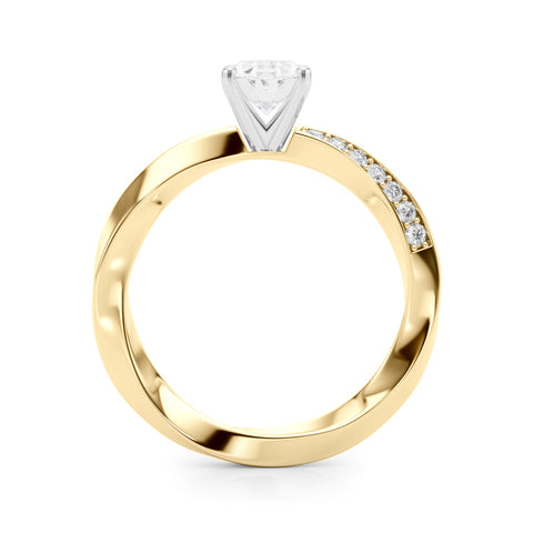 Yellow gold Oval Solitaire Diamond Engagement Ring with Side Stone Accents and Four-Prong Setting