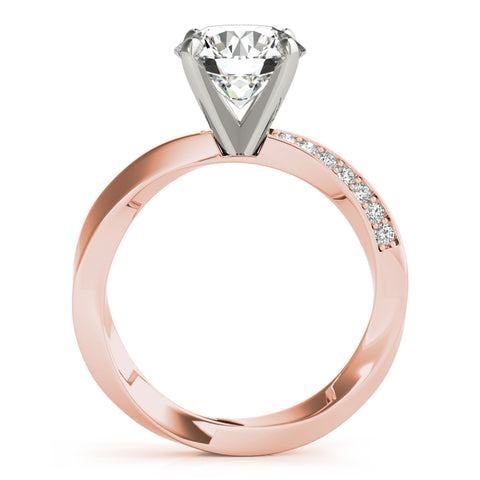 Rose gold Round Solitaire Diamond Engagement Ring with Side Stone Accents and Four-Prong Setting