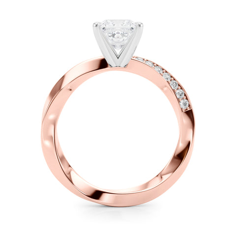 Rose gold Princess Solitaire Diamond Engagement Ring with Side Stone Accents and Four-Prong Setting