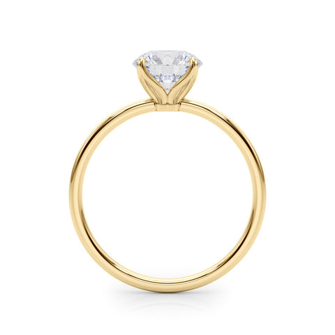 Yellow gold Round Solitaire Diamond Ring with Thin Band and Four-Prong Setting