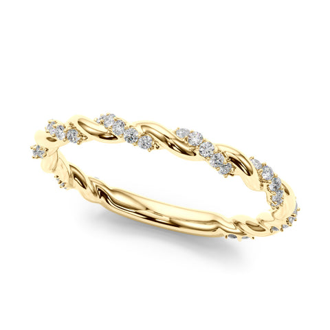 Yellow gold Twisted Pave Round Diamond Eternity Band with Prong Setting 1