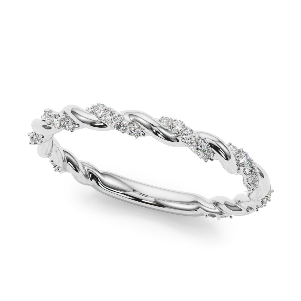 White gold Twisted Pave Round Diamond Eternity Band with Prong Setting 1