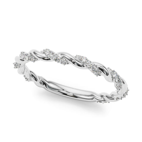White gold Twisted Pave Round Diamond Eternity Band with Prong Setting 1