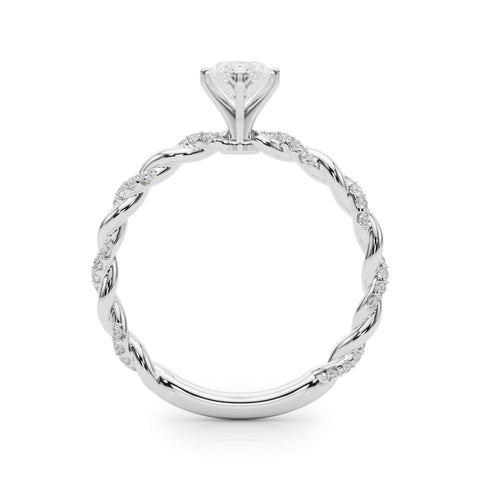 White gold Marquise Solitaire Twisted Band with Pavé Accents and Four-Prong Setting