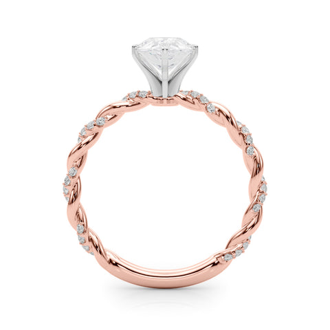 Rose gold Pear Solitaire Twisted Band with Pavé Accents and Four-Prong Setting