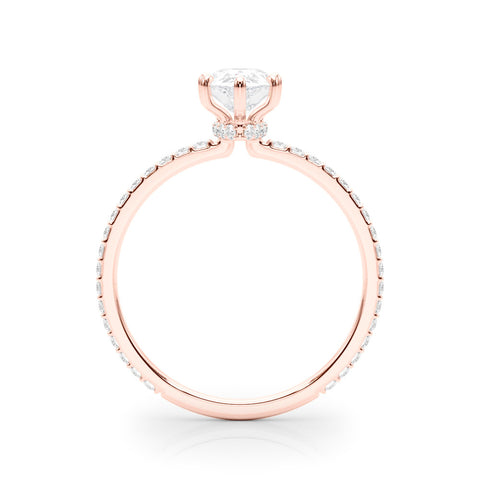 Rose gold Pavé Pear-Cut Solitaire Engagement Ring with Prong Setting