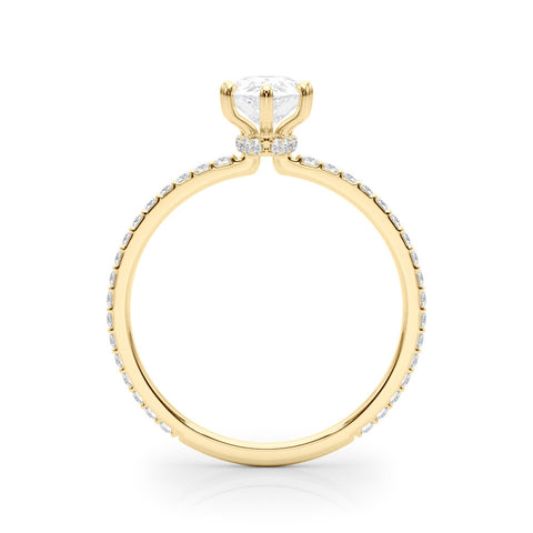 Yellow gold Pavé Pear-Cut Solitaire Engagement Ring with Prong Setting