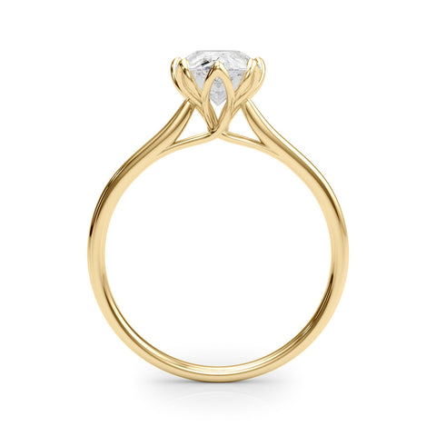 Yellow gold Pear-Shaped Solitaire Diamond Ring with Knife-Edge Band and Six-Prong Setting