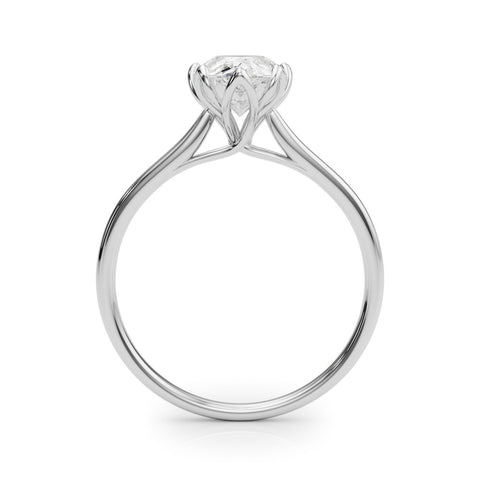 White gold Pear-Shaped Solitaire Diamond Ring with Knife-Edge Band and Six-Prong Setting