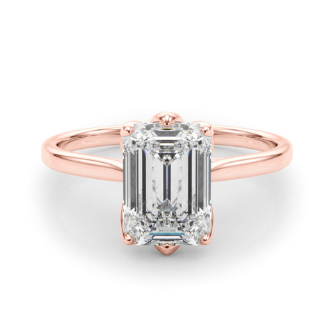 Rose gold Round Cut Solitaire Diamond Ring with Four-Prong Setting and Classic Band