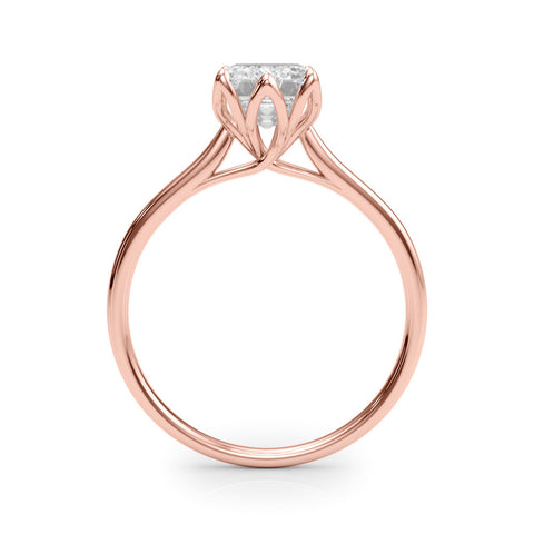 Rose gold Round Cut Solitaire Diamond Ring with Four-Prong Setting and Classic Band