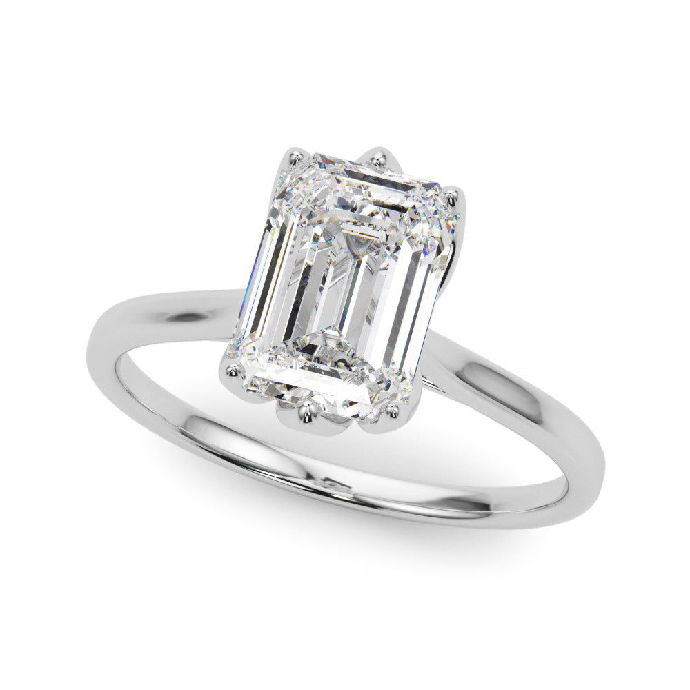 10K White Gold 1.56 Carat F VS1 Radiant Cut Solitaire Diamond Ring with Four-Prong Setting and Classic Band