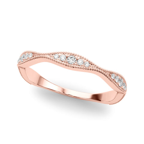 Rose gold Milgrain Diamond Marquise Curved Band with Pavé Setting 1