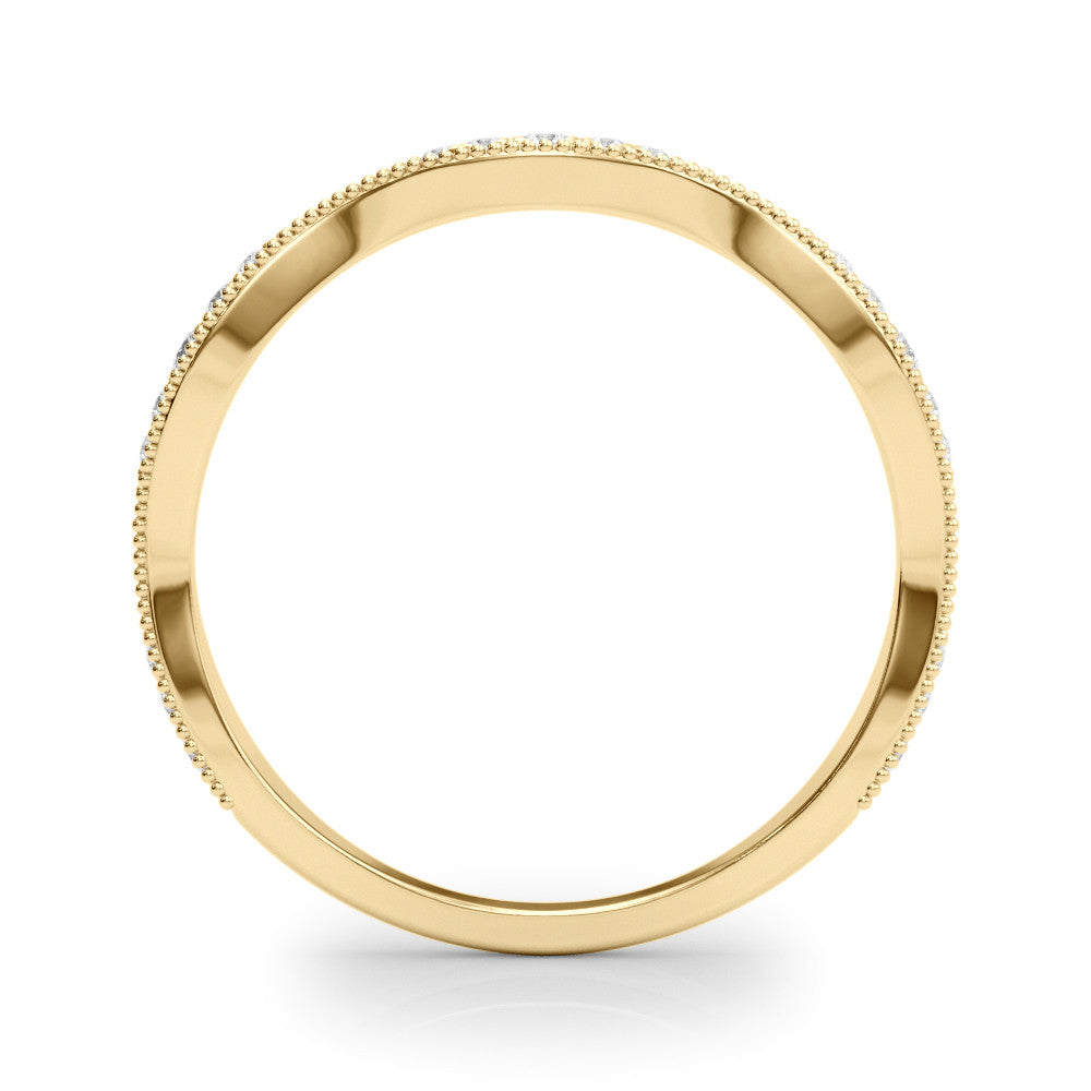 Yellow gold Milgrain Diamond Marquise Curved Band with Pavé Setting 3
