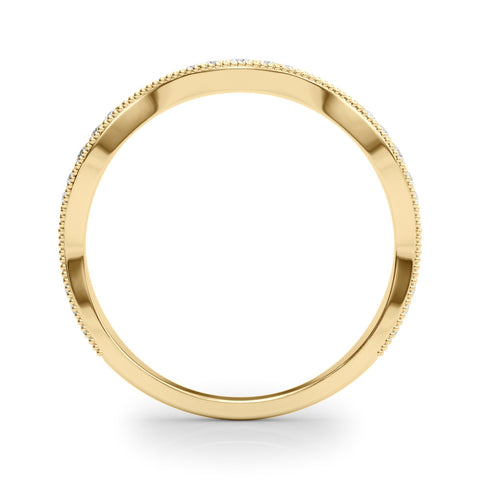 Yellow gold Milgrain Diamond Marquise Curved Band with Pavé Setting 3