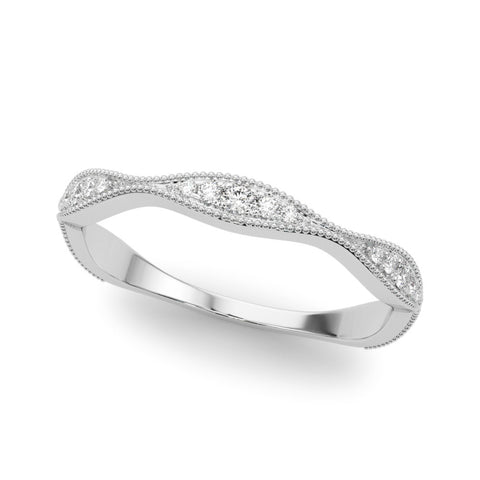 White gold Milgrain Diamond Marquise Curved Band with Pavé Setting 1