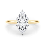 10K Yellow Gold 1 Carat E VS1 Marquise Solitaire Engagement Ring with Classic Band and Four-Prong Setting