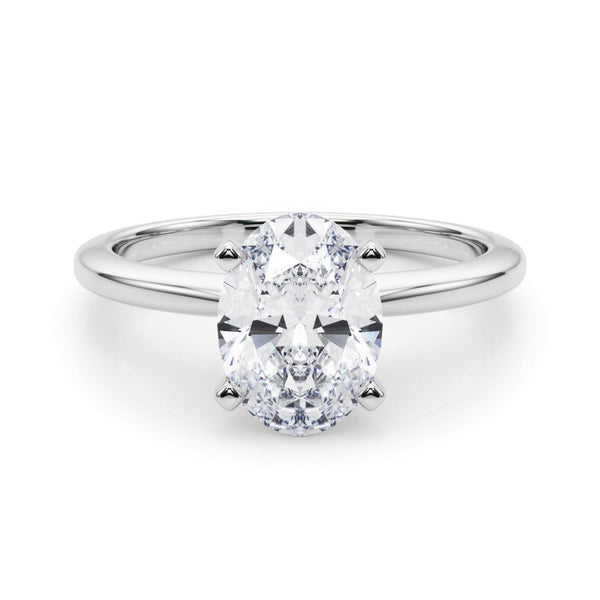 Platinum 1.01 Carat E VS1 Oval Solitaire Engagement Ring with Classic Band and Four-Prong Setting