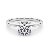 10K White Gold 2.09 Carat F VS1 Round Solitaire Engagement Ring with Classic Band and Four-Prong Setting