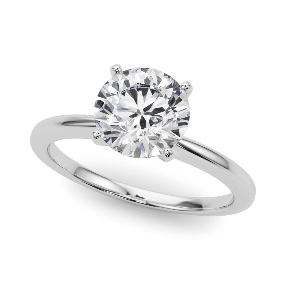 14K White Gold 1.01 Carat D VS1 Round Solitaire Engagement Ring with Classic Band and Four-Prong Setting