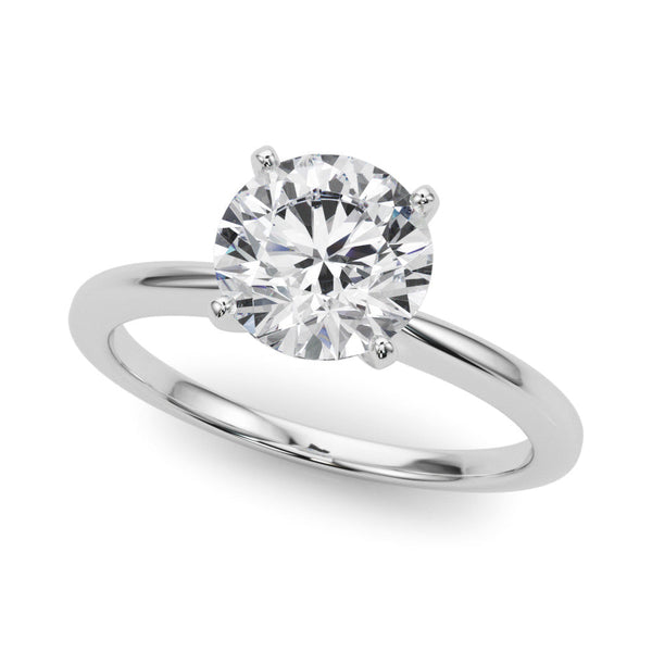 10K White Gold 2.09 Carat F VS1 Round Solitaire Engagement Ring with Classic Band and Four-Prong Setting