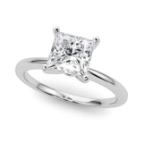 Silver 2 Carat F VS1 Princess Solitaire Engagement Ring with Classic Band and Four-Prong Setting