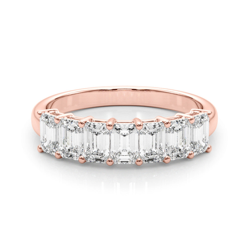 Rose gold Emerald Cut Diamond Half Eternity Band with Prong Setting 2