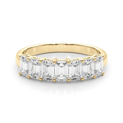 Yellow gold Emerald Cut Diamond Half Eternity Band with Prong Setting 2