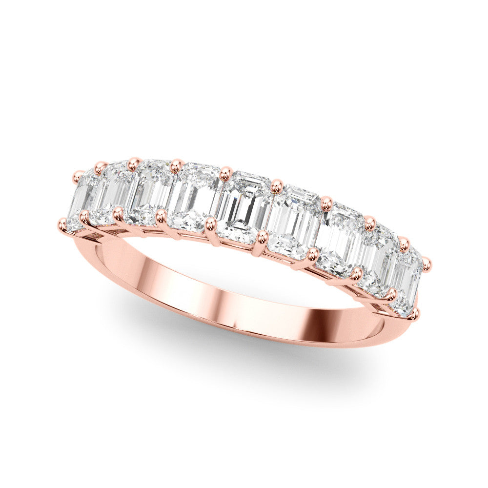 Rose gold Emerald Cut Diamond Prong Set Eternity Band 1