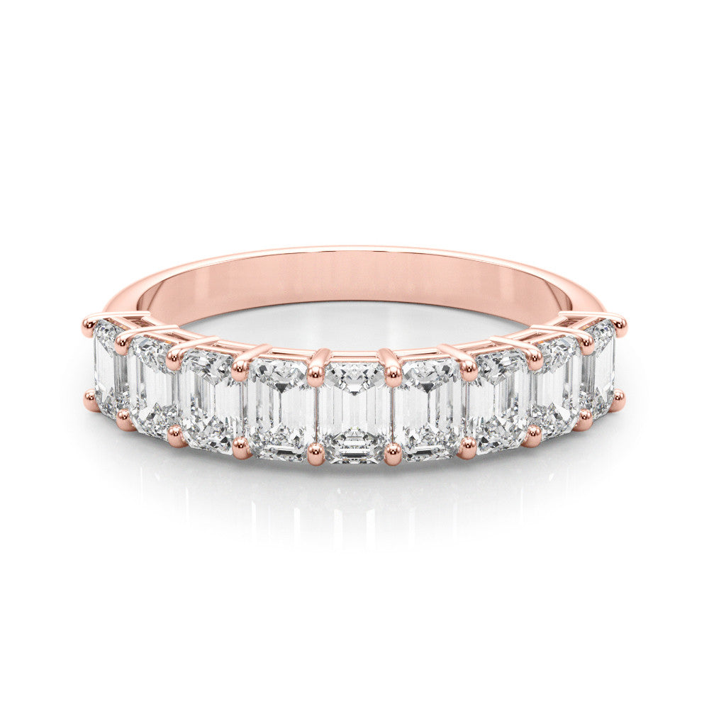 Rose gold Emerald Cut Diamond Prong Set Eternity Band 2