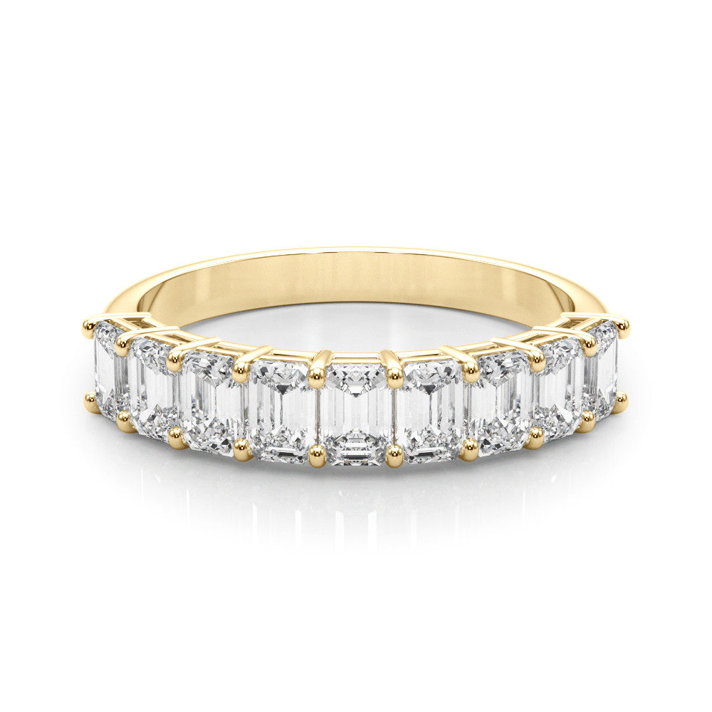 Yellow gold Emerald Cut Diamond Prong Set Eternity Band 2