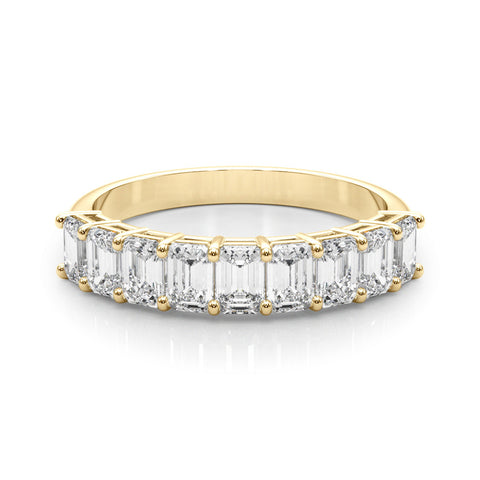 Yellow gold Emerald Cut Diamond Prong Set Eternity Band 2