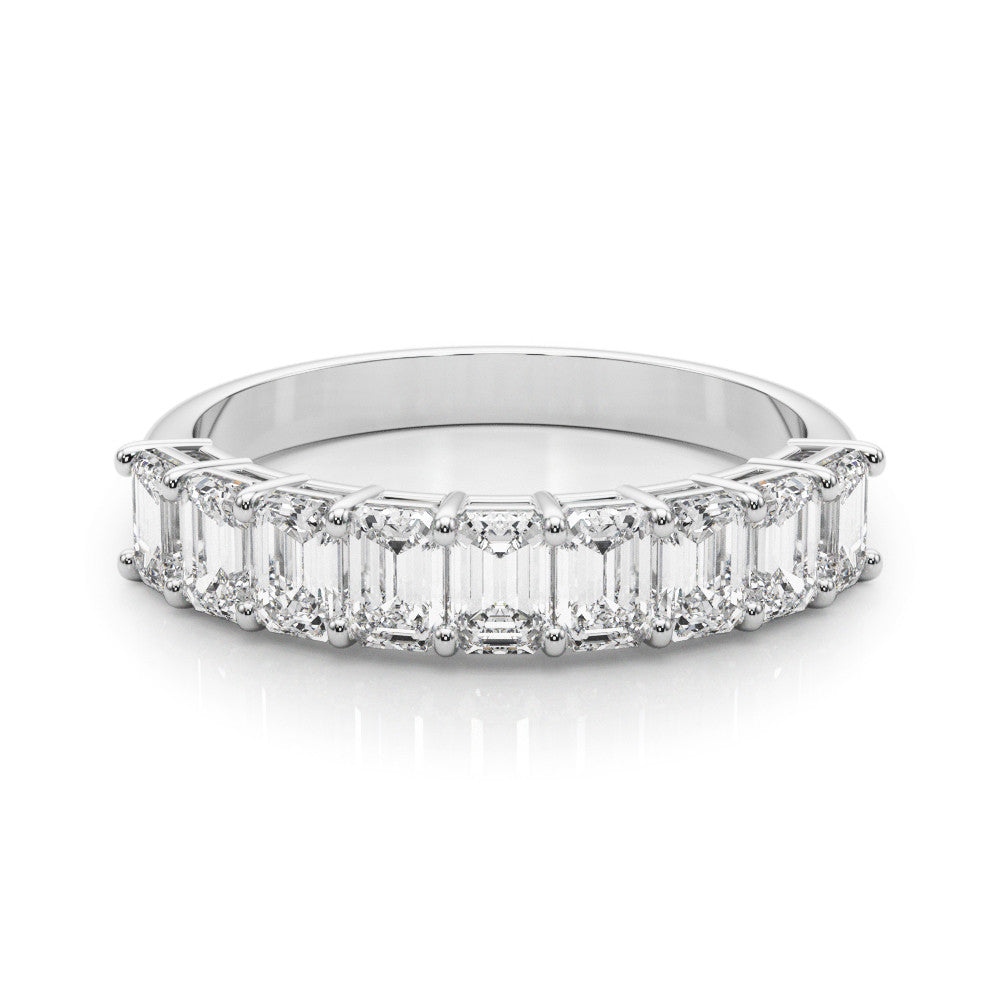 White gold Emerald Cut Diamond Prong Set Eternity Band 2