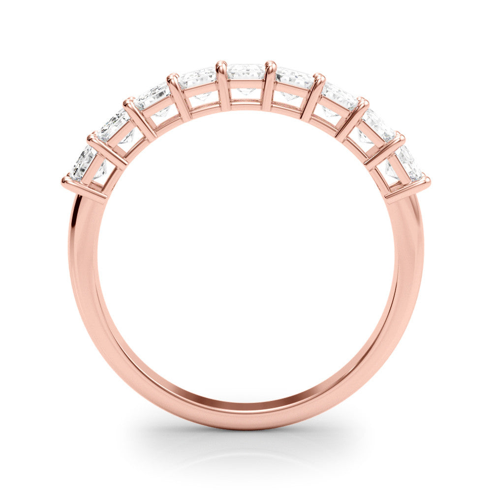 Rose gold Emerald Cut Diamond Prong Set Eternity Band 3