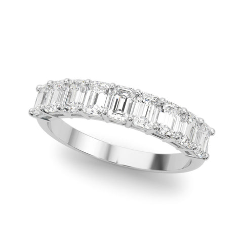 White gold Emerald Cut Diamond Prong Set Eternity Band 1