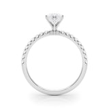 14K White Gold 3.05 Carat E VS1 Marquise Solitaire Diamond Pavé Band with Four-Prong Setting