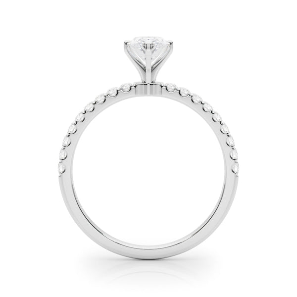 14K White Gold 3.05 Carat E VS1 Marquise Solitaire Diamond Pavé Band with Four-Prong Setting