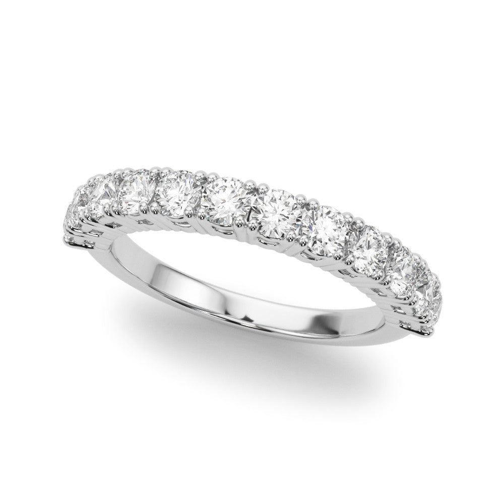 White gold Round Diamond Half-Eternity Band with Shared Prong Setting 1