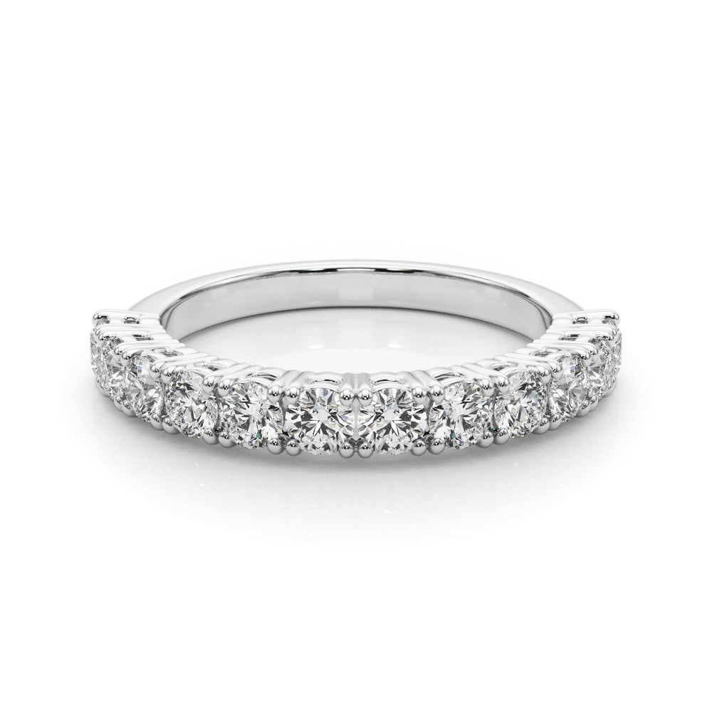 White gold Round Diamond Half-Eternity Band with Shared Prong Setting 2